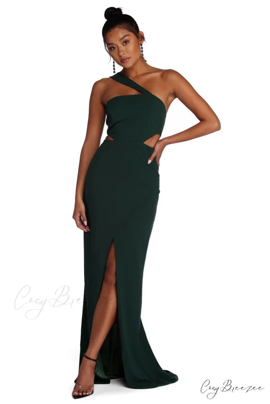 Erica Formal Stylish One Shoulder Dress HUNTER / S