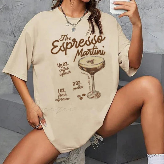Espresso Martini Recipe Retro Style Tee Khaki / S t-shirt-250223