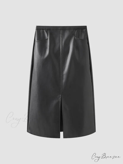 Eternity Nightshade Graceful PU Leather Skirt Black / XS