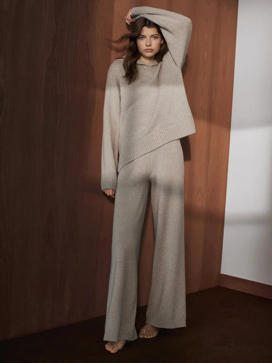 Ethereal Elegant Knitted Casual Elastic High-Waisted Straight Leg Pants