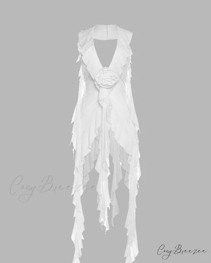 Ethereal Ruffle Stylish Tie Cover Up White / XS