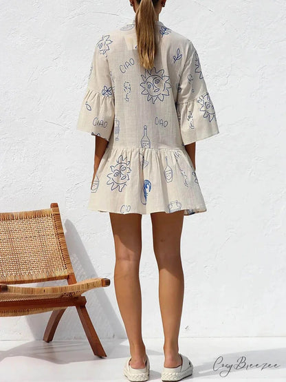 Ethnic Style Loose Charming Shirt Short Dress