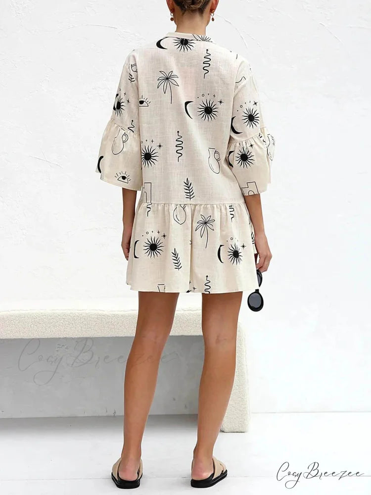 Ethnic Style Loose Charming Shirt Short Dress