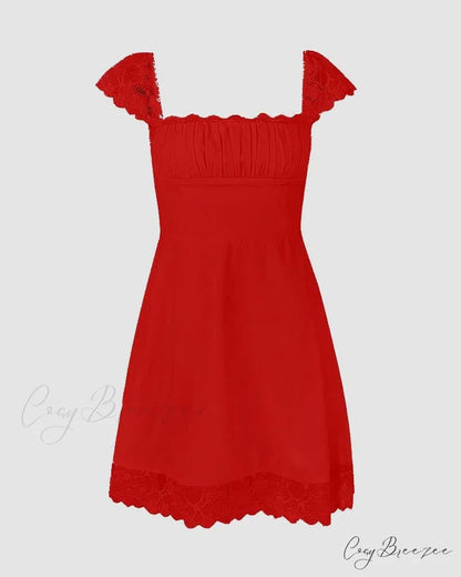 Euboea Sweetheart Stylish Mini Dress Red / XS
