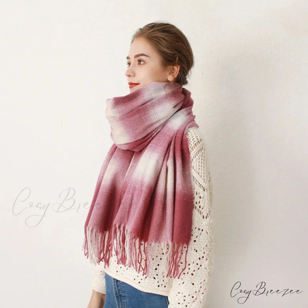 Europe Gradient Plaid Acrylic Cashmere Long Muffler Scarf
