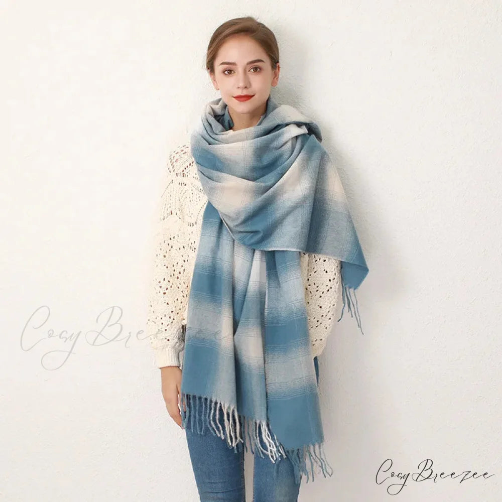 Europe Gradient Plaid Acrylic Cashmere Long Muffler Scarf