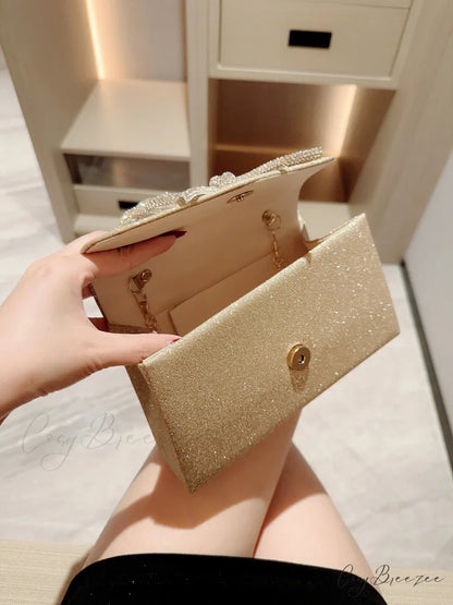 European American Diamond Bow Chain Clutch Bag clutchbag-250126