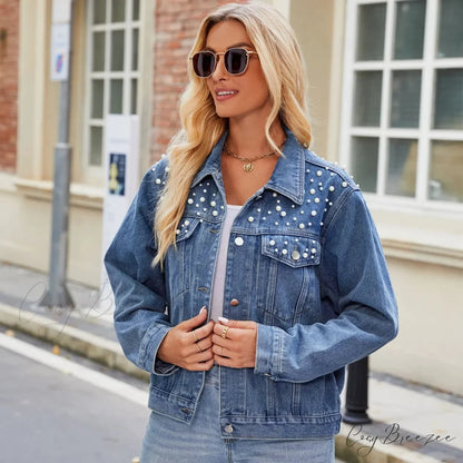 European American Slim-fit Retro Washed Short Denim Jacket BLUE / S