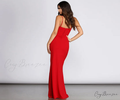 Evanna Formal Stylish Crepe Ruched Dress