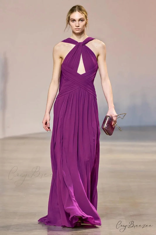 Evelyn Chiffon Graceful Maxi Dress Purple / 2