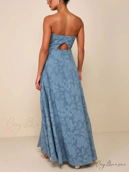 Evening Gown Strapless Slim Graceful Fit Slit Maxi Dress