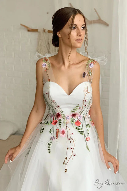 Everlasting Promise White Trendy Tie-Strap Wedding Dress White / 2