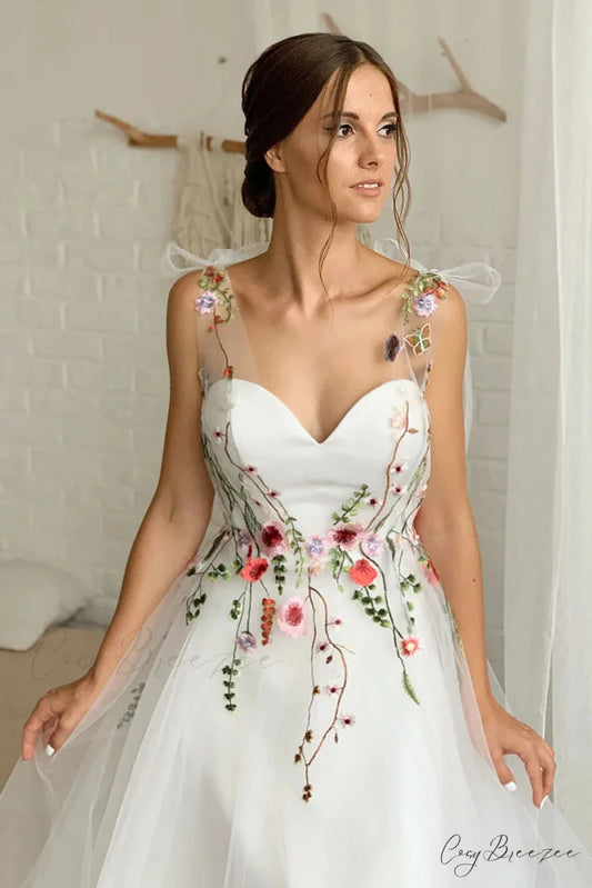 Everlasting Promise White Trendy Tie-Strap Wedding Dress White / 2