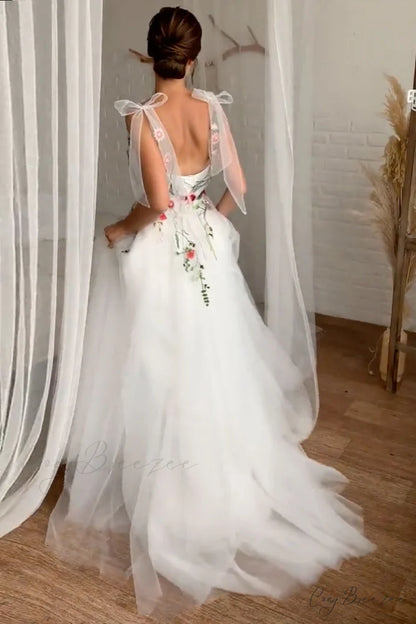 Everlasting Promise White Trendy Tie-Strap Wedding Dress