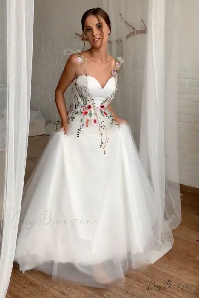 Everlasting Promise White Trendy Tie-Strap Wedding Dress