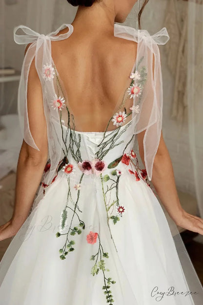 Everlasting Promise White Trendy Tie-Strap Wedding Dress