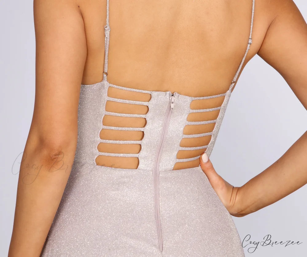 Everly A-Line Stylish Glitter Formal Dress
