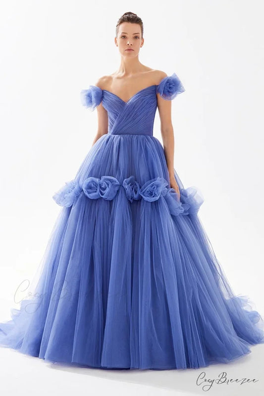 Exceptional Attraction 3D Trendy Floral Maxi Dress Blue / 2