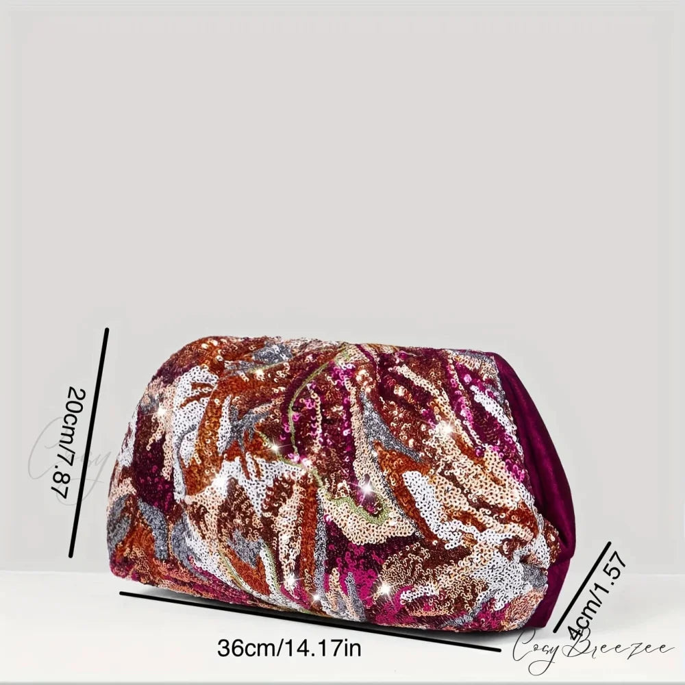 Exquisite Dazzling Rose Red Clutch Rose red / (20cm clutchbag-250126