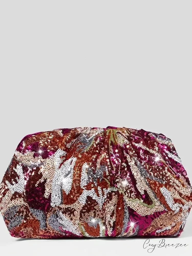 Exquisite Dazzling Rose Red Clutch Rose red / (20cm clutchbag-250126