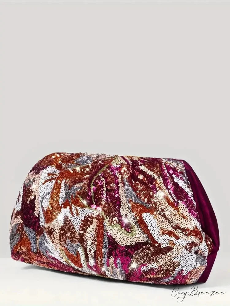 Exquisite Dazzling Rose Red Clutch Rose red / (20cm clutchbag-250126