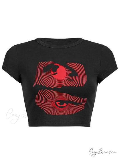 Eye Look Graphic Trendy Crop Tank Top