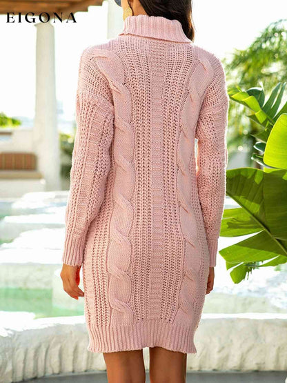 Cosybreezee - Turtleneck Ribbed Sweater Dress