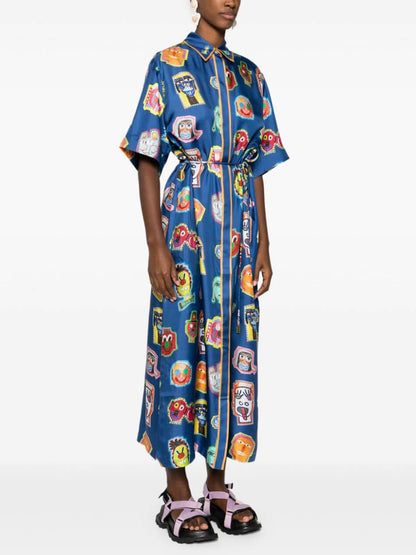 Unique Graffiti Fun Charming Print Midi Dress