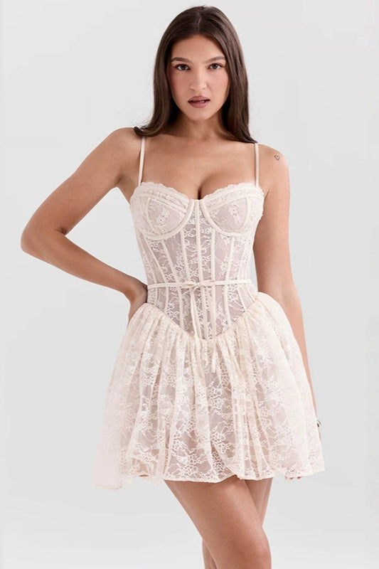 Lace Cami Backless Slimming Mini Party Dress