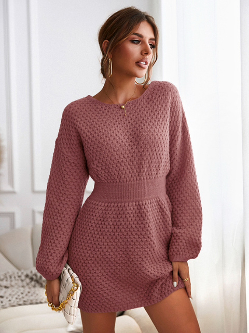 Woman Casual Long Sleeve Long Sweater Dress