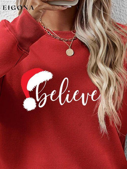 Cosybreezee - BELIEVE Graphic Long Sleeve Holiday Christmas Sweatshirt