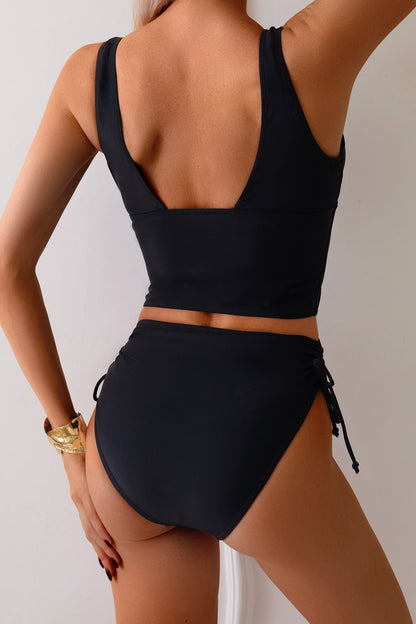Backless String Tankini Two Piece Swim Set