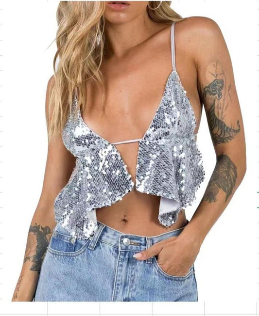 Sequined Backless for Camisole Cami Women