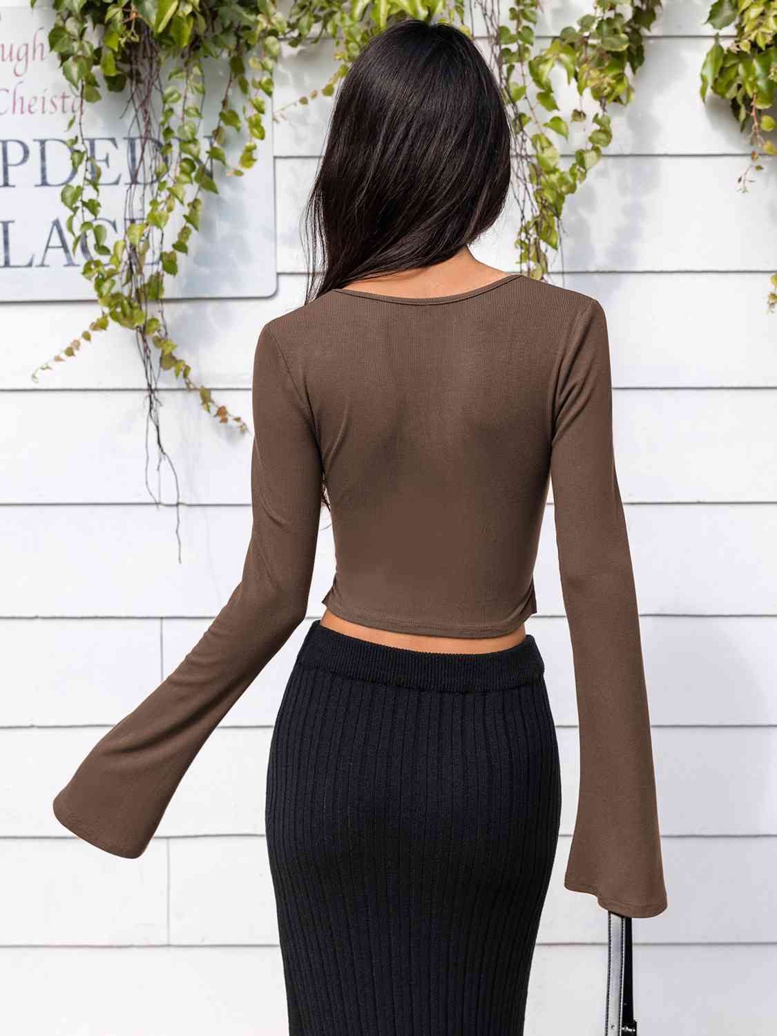 Cutout Top Crop Zip with Up One Sleeve