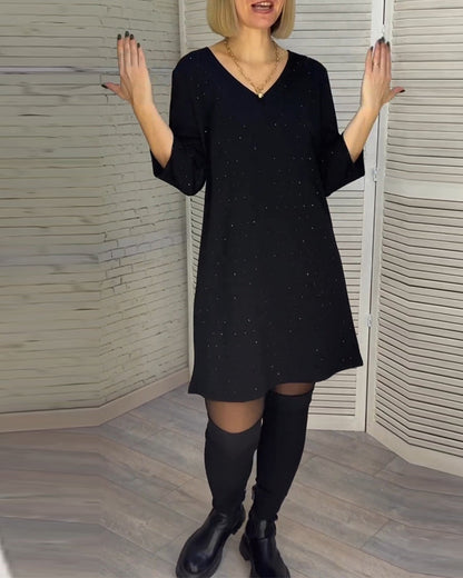 V-neck Dress with 3/4 Sleeves