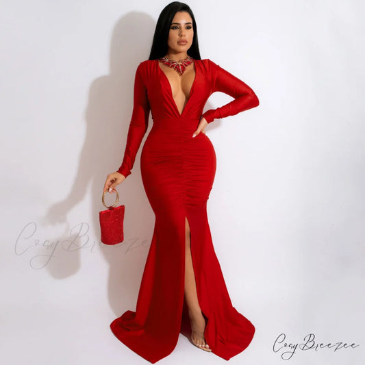 Fabulous Fringed Long Sleeve Crop Top Sophisticated Bodycon Mini Skirt Matching Set - Black S / Red