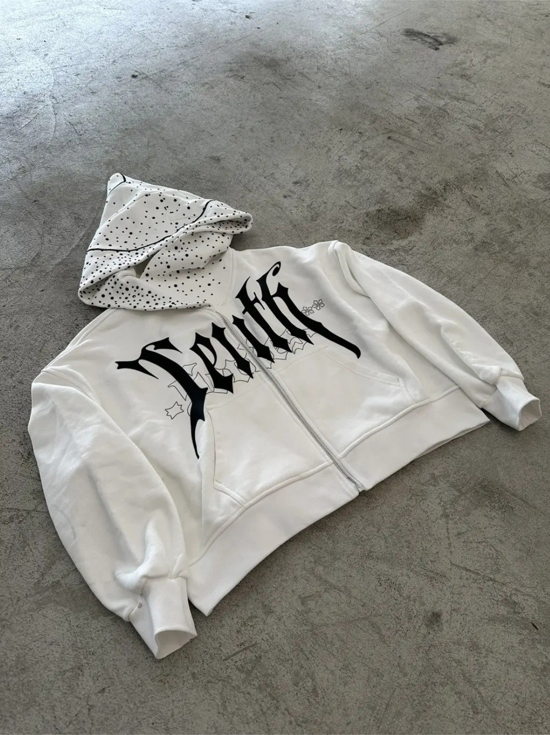 Unique Print Asymmetric Zip Hoodie