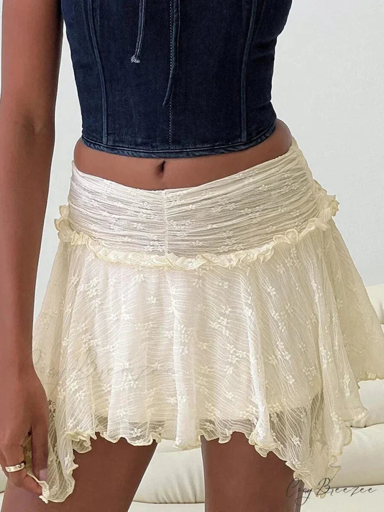 Fairy Grunge Stacked Flounce Skirt WHITE / S skirts-250223