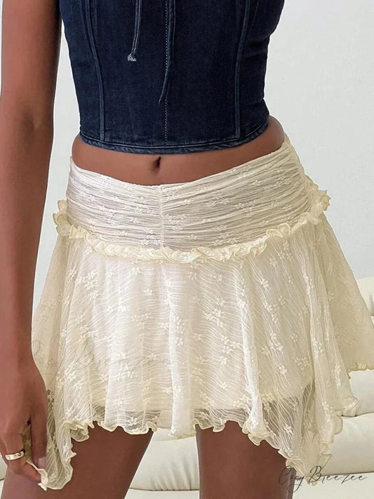 Fairy Grunge Stacked Flounce Skirt WHITE / S skirts-250223