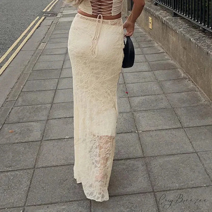 Fairy Stylish High Street Lace Maxi Skirt
