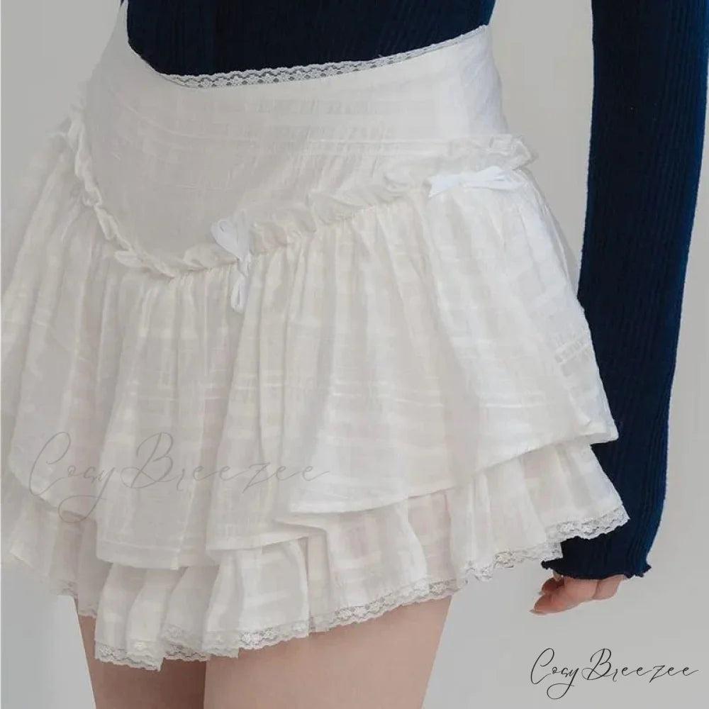 Fairycore Ruffle Lace Coquette Layered Mesh Korean Skirt