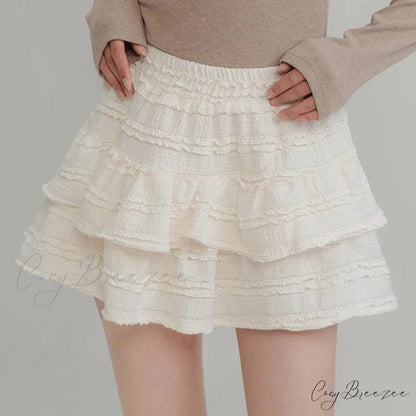 Fairycore White Lace Patchwork Layered Skirt WHITE / S