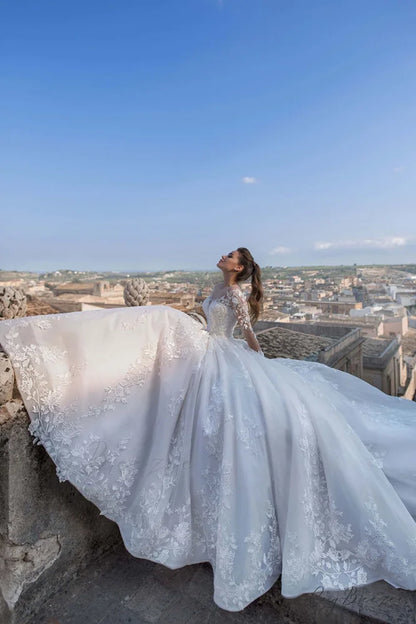 Fairytale Romance Lace Trendy Applique A-line Wedding Dress