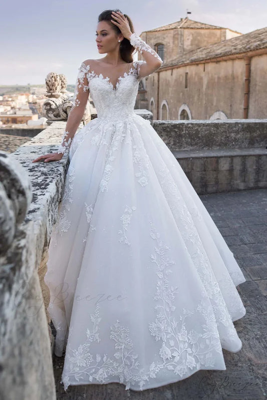 Fairytale Romance Lace Trendy Applique A-line Wedding Dress White / 2