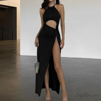 FAREDA Elegant MAXI DRESS Black / S