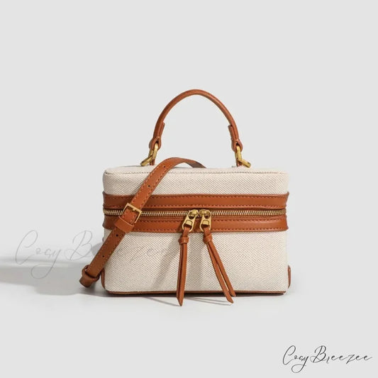 Fashion Box Canvas Shoulder Crossbody Bag Brown shoulder-250126