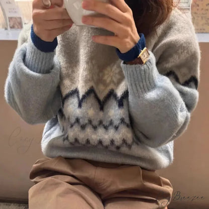 Fashion Casual Print Long Sleeve Sweater swraters-241228