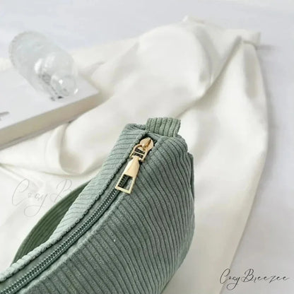 Fashion Corduroy Zipper Underarm Bag shoulder-250126