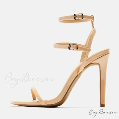 Fashion Design Double Buckle Strap High Heels Gladiator Sandals Women Summer Square Toe Party Dress Shoes Sandalias