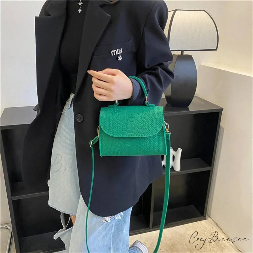 Fashion Felt Crocodile Embossed Crossbody Handbag handbag-250126